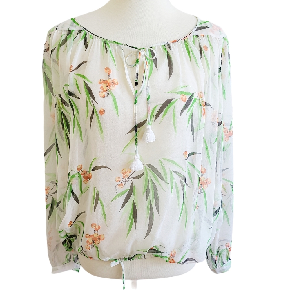 Elizabeth and James Silk Sheer Floral Top Medium - Picture 1 of 4